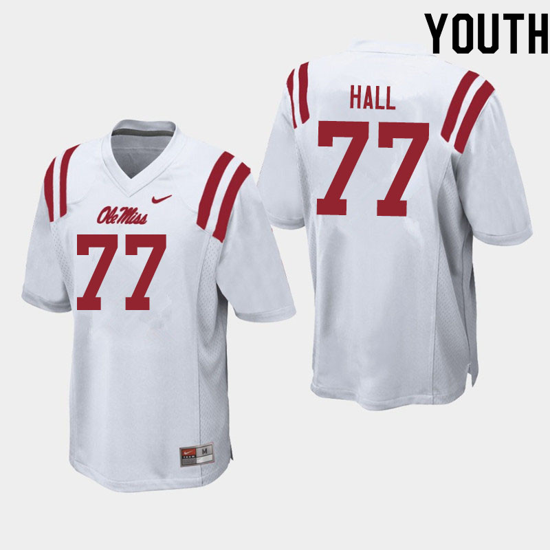 Youth #77 Hamilton Hall Ole Miss Rebels College Football Jerseys Sale-White - Click Image to Close